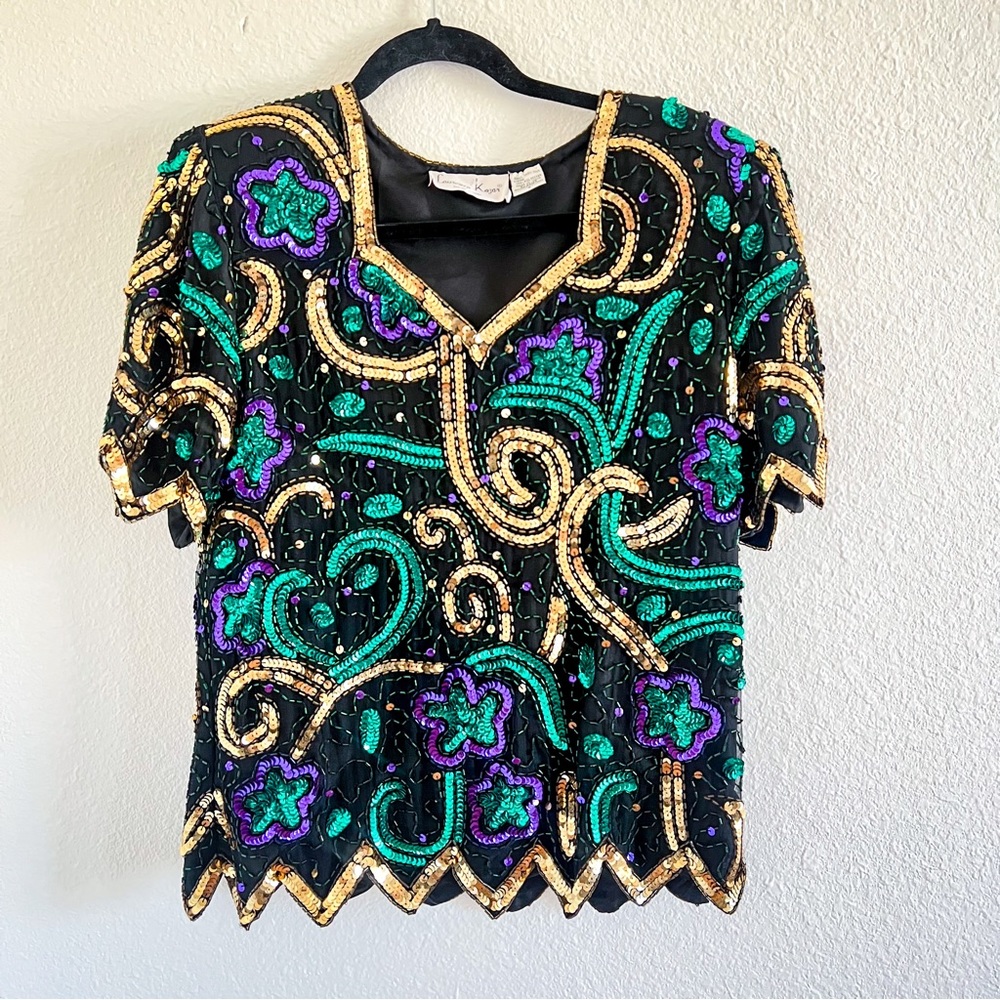 Vintage Laurence Kazar sequin top